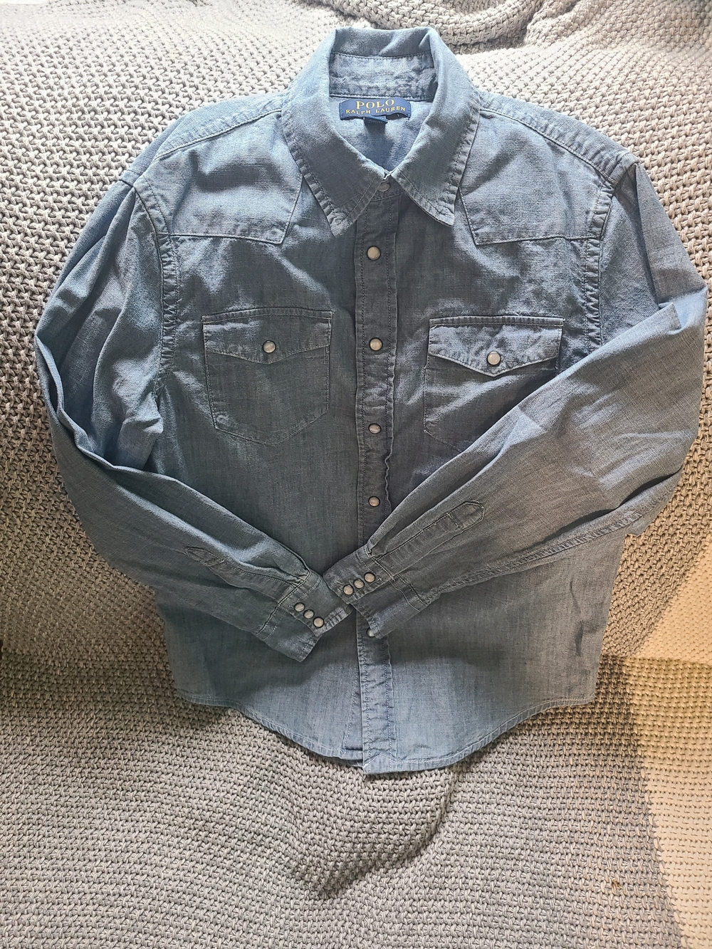 Polo by Ralph Lauren Light Blue Denim Button-Down Western Shirt